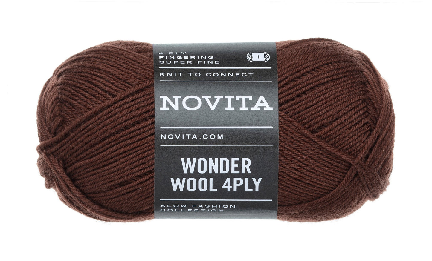 Novita Wonder Wool 4-ply in cola - steekverhouding van 28 steken x 36 toeren per 10 cm