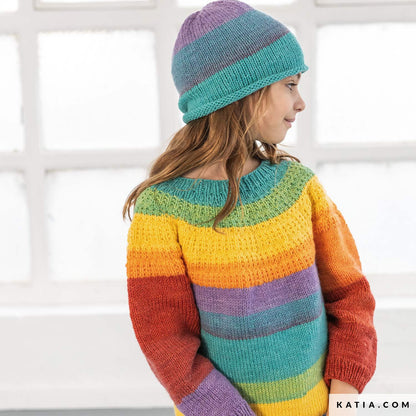 Breipakket Kindertrui en Muts Paint Lover