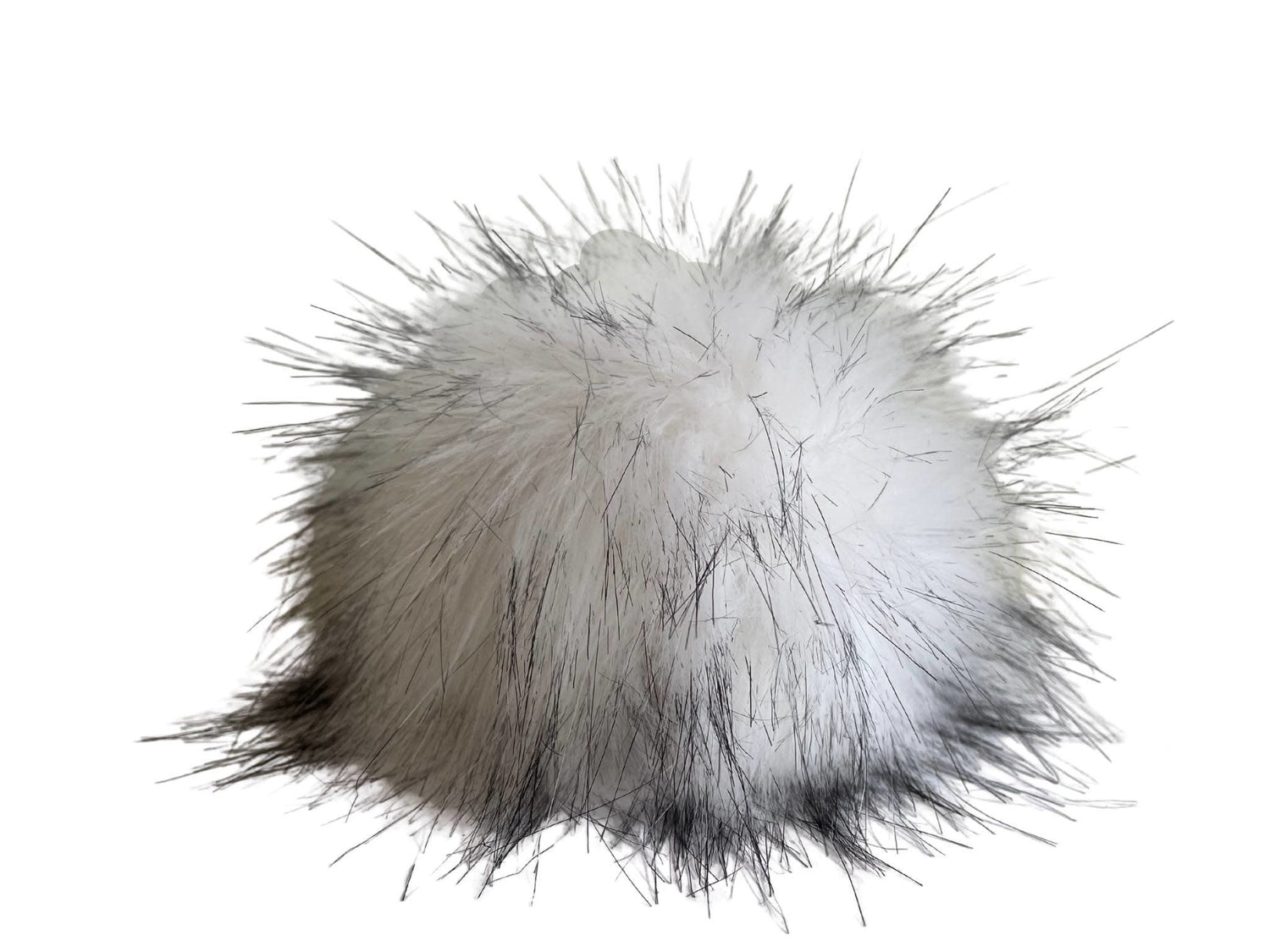 Pompon 15 cm wit met zwarte puntjes – Handgemaakte nepbont accessoire voor brei- en haakprojecten