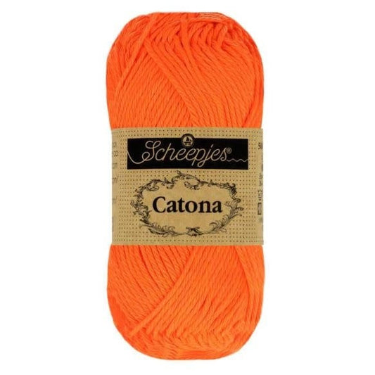 Scheepjes Catona Neon in oranje - levendig haakgaren voor opvallende creaties
