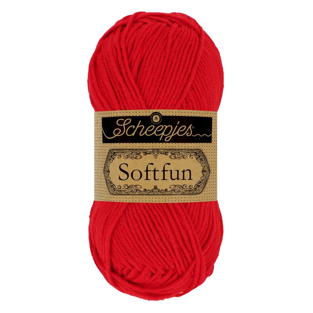 SCHEEPJES Softfun breigaren in 2410 Candy Apple - zijdezacht katoen-acryl mengsel voor breien en haken