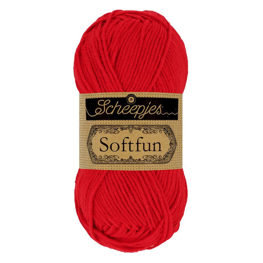 SCHEEPJES Softfun breigaren in 2410 Candy Apple - zijdezacht katoen-acryl mengsel voor breien en haken