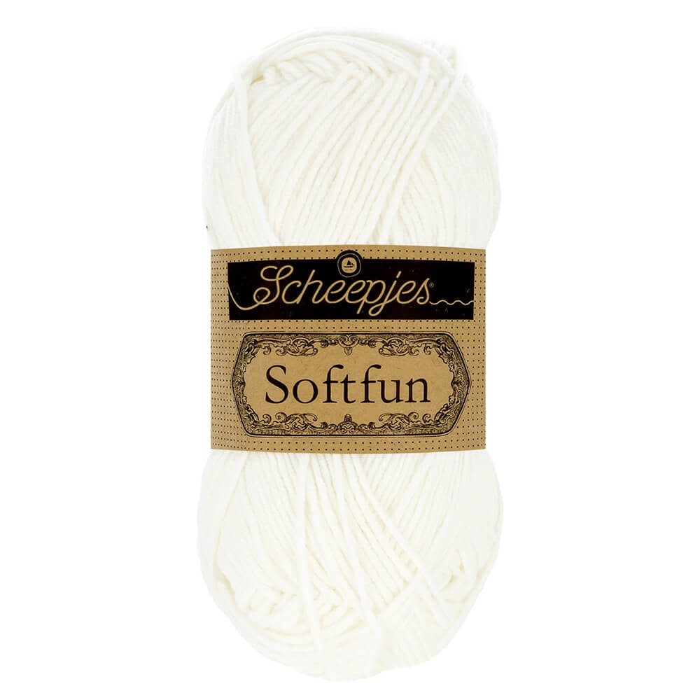 SCHEEPJES Softfun breigaren in 2412 Snow - zijdezacht katoen-acryl mengsel voor breien en haken