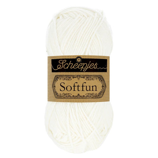 SCHEEPJES Softfun breigaren in 2412 Snow - zijdezacht katoen-acryl mengsel voor breien en haken