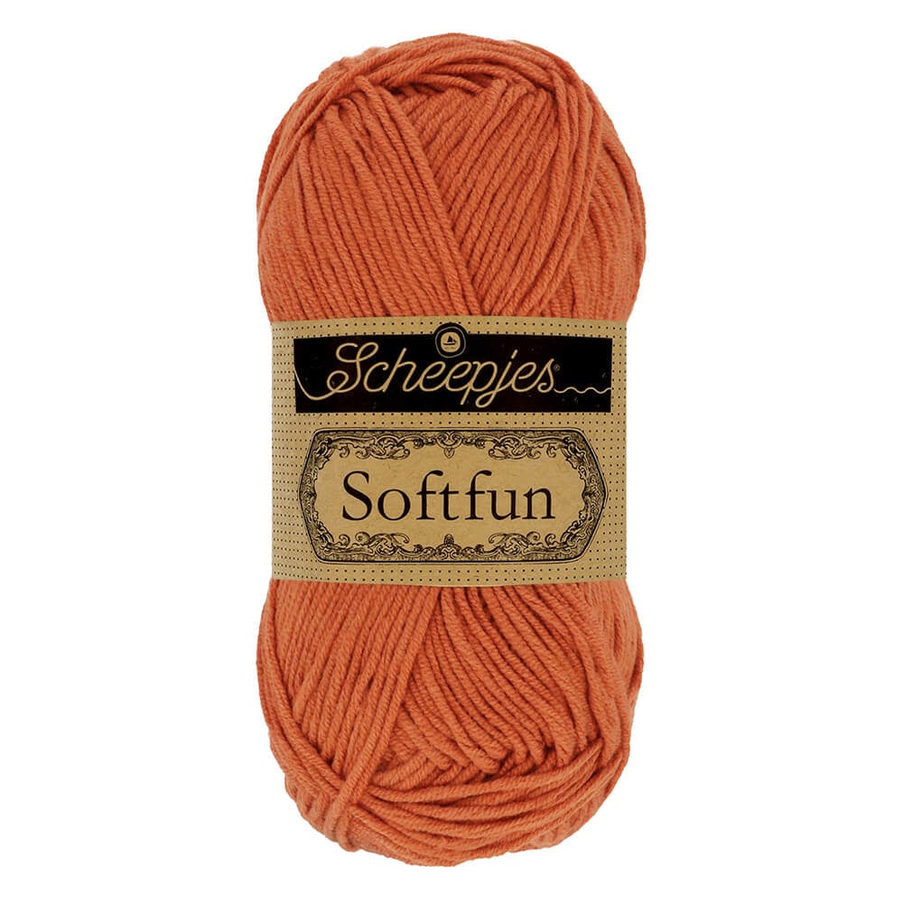 SCHEEPJES Softfun breigaren in 2431 Clay - zijdezacht katoen-acryl mengsel voor breien en haken