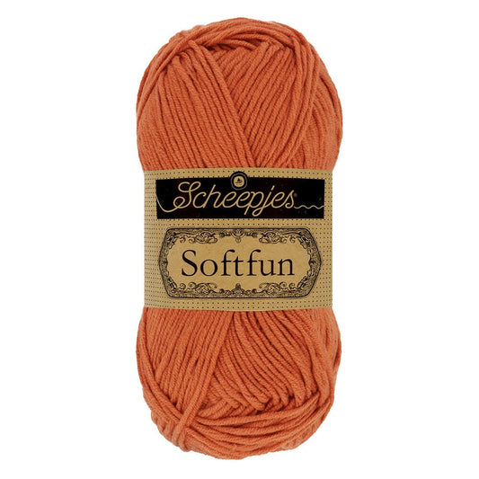 SCHEEPJES Softfun breigaren in 2431 Clay - zijdezacht katoen-acryl mengsel voor breien en haken