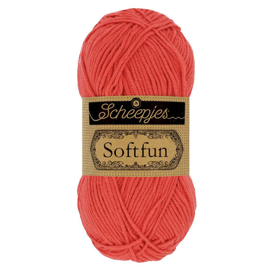 SCHEEPJES Softfun breigaren in 2449 Salmon - zijdezacht katoen-acryl mengsel voor breien en haken