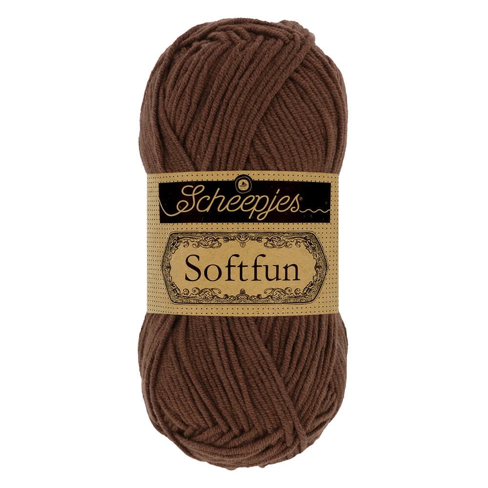 SCHEEPJES Softfun breigaren in 2491 Pecan - zijdezacht katoen-acryl mengsel voor breien en haken