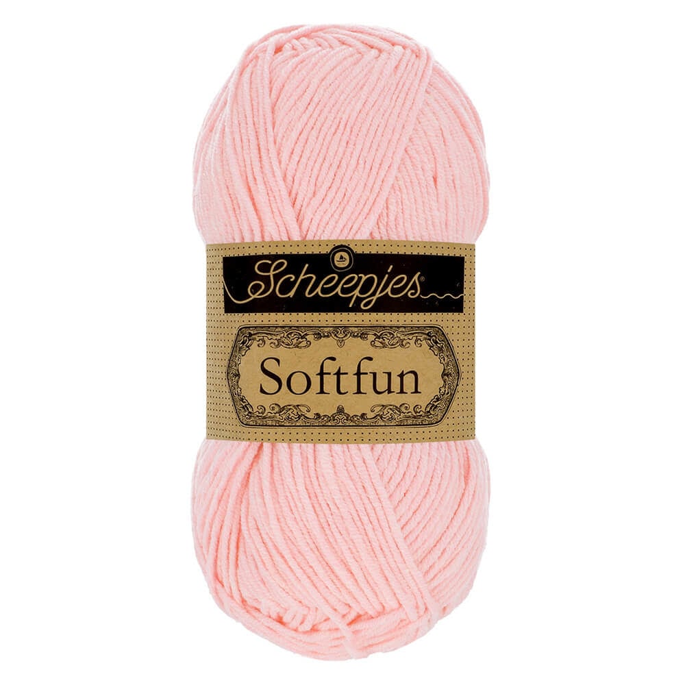 SCHEEPJES Softfun breigaren in 2513 Light Rose - zijdezacht katoen-acryl mengsel voor breien en haken