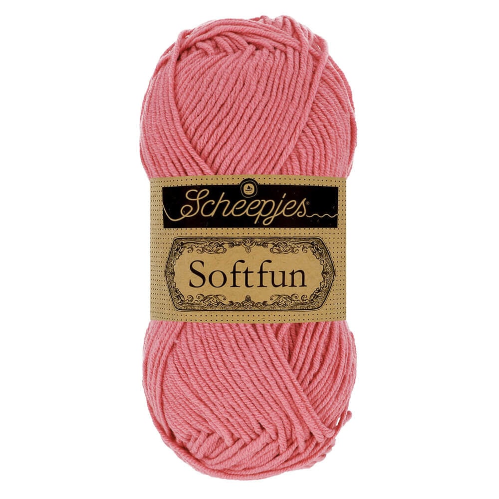 SCHEEPJES Softfun breigaren in 2514 Rose - zijdezacht katoen-acryl mengsel voor breien en haken