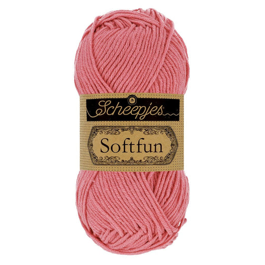 SCHEEPJES Softfun breigaren in 2514 Rose - zijdezacht katoen-acryl mengsel voor breien en haken