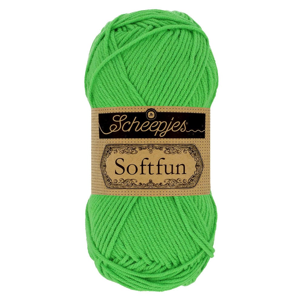 SCHEEPJES Softfun breigaren in 2517 Kelly - zijdezacht katoen-acryl mengsel voor breien en haken