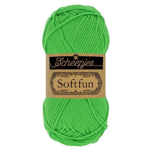 SCHEEPJES Softfun breigaren in 2517 Kelly - zijdezacht katoen-acryl mengsel voor breien en haken