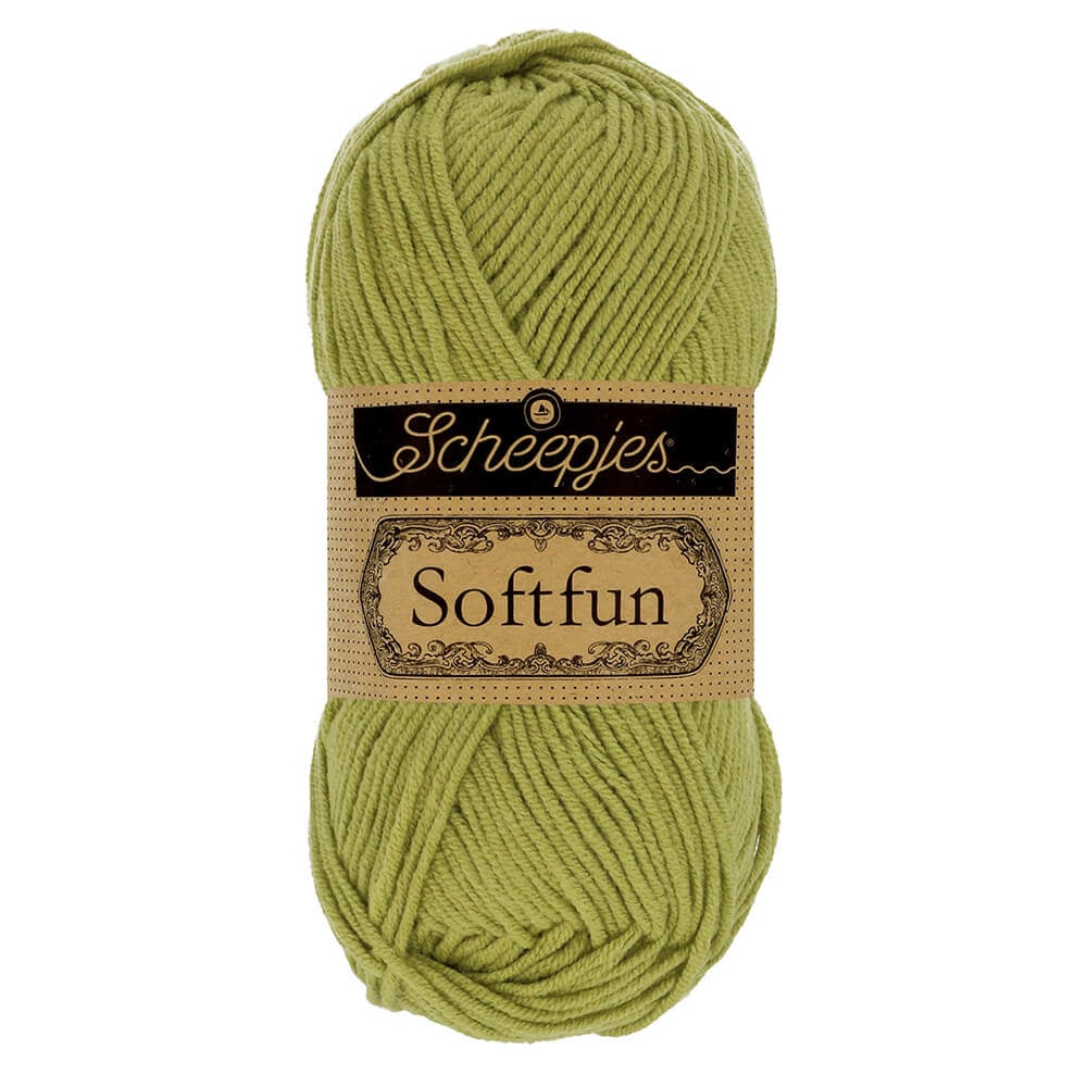 SCHEEPJES Softfun breigaren in 2531 Olive - zijdezacht katoen-acryl mengsel voor breien en haken