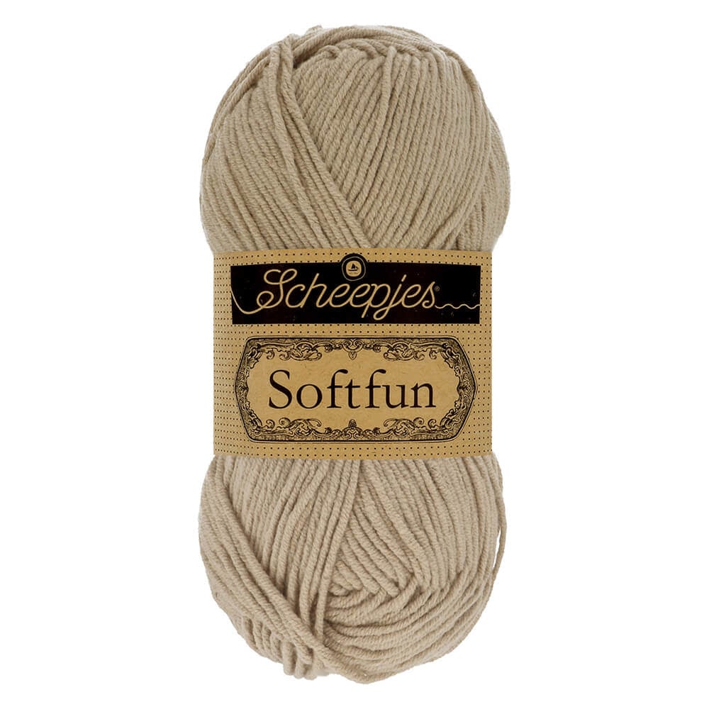 SCHEEPJES Softfun breigaren in 2533 Wheat - zijdezacht katoen-acryl mengsel voor breien en haken