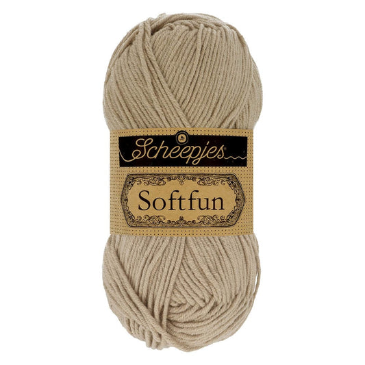 SCHEEPJES Softfun breigaren in 2533 Wheat - zijdezacht katoen-acryl mengsel voor breien en haken