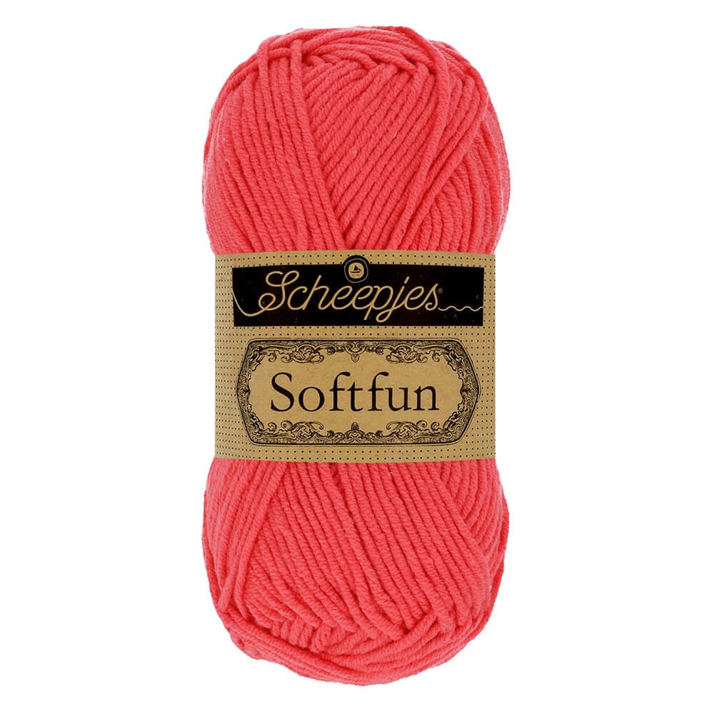 SCHEEPJES Softfun breigaren in 2607 Coral - zijdezacht katoen-acryl mengsel voor breien en haken