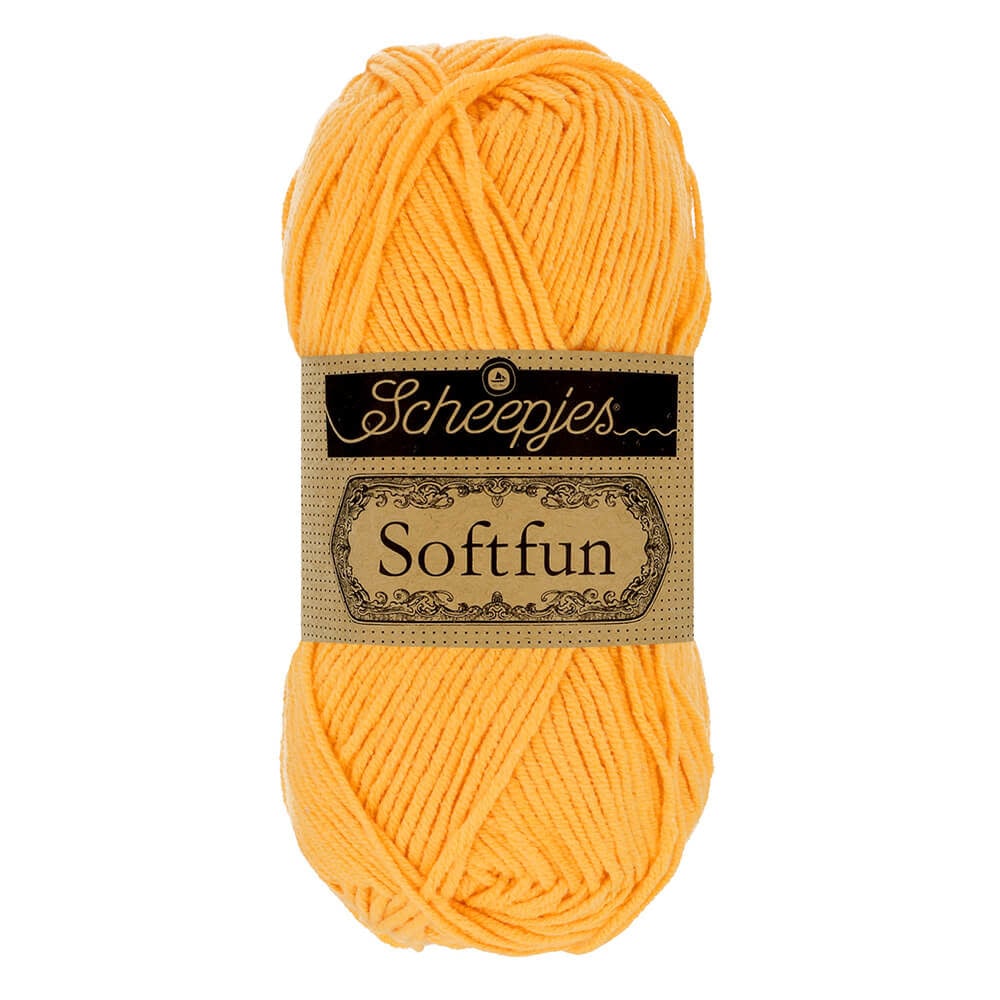 SCHEEPJES Softfun breigaren in 2610 Butterscotch - zijdezacht katoen-acryl mengsel voor breien en haken