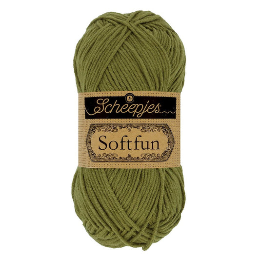 SCHEEPJES Softfun breigaren in 2616 Pickle - zijdezacht katoen-acryl mengsel voor breien en haken