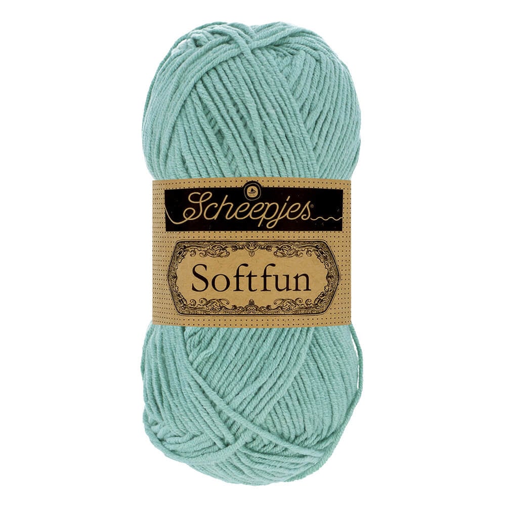 SCHEEPJES Softfun breigaren in 2625 Sea Mist - zijdezacht katoen-acryl mengsel voor breien en haken