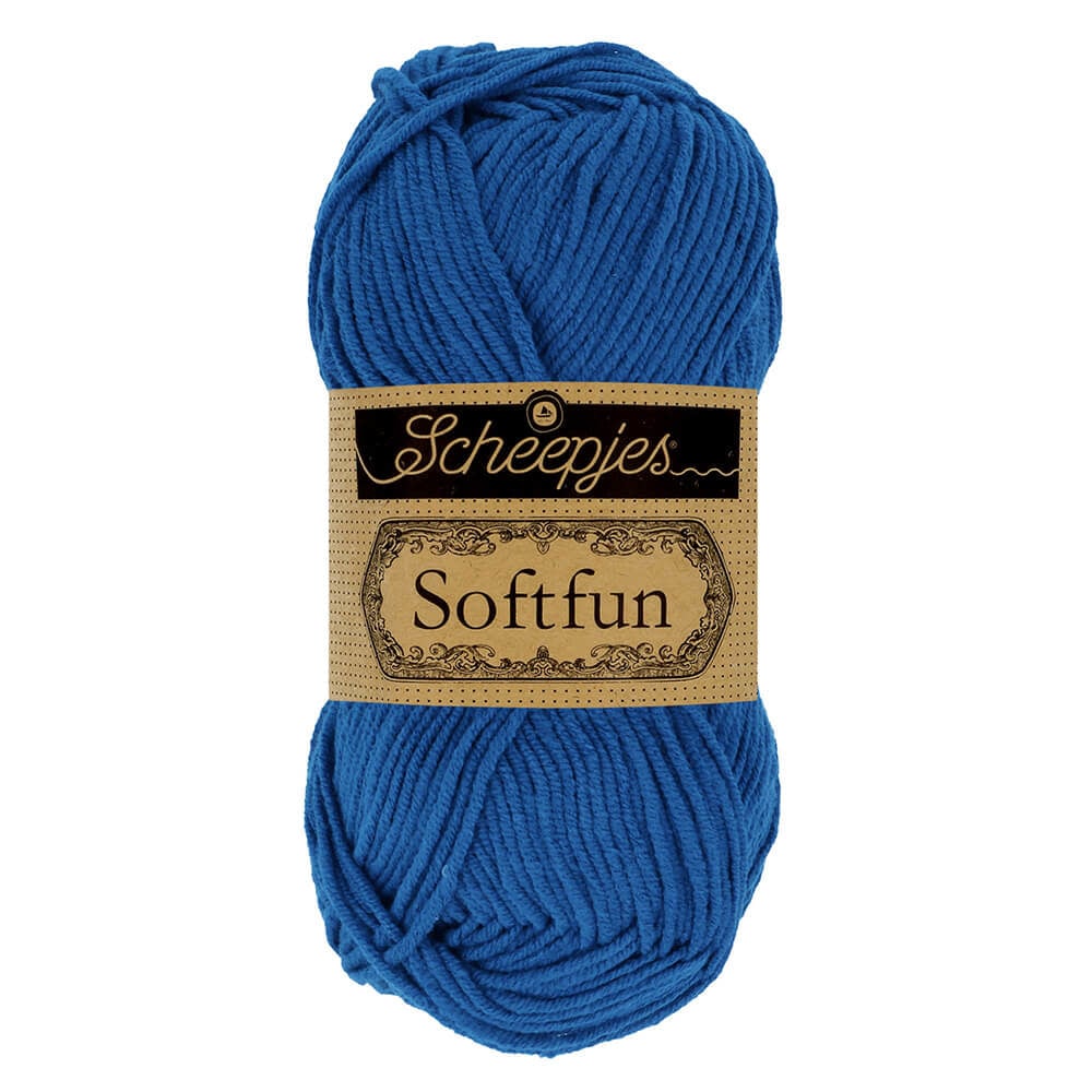 SCHEEPJES Softfun breigaren in 2626 Cobalt - zijdezacht katoen-acryl mengsel voor breien en haken