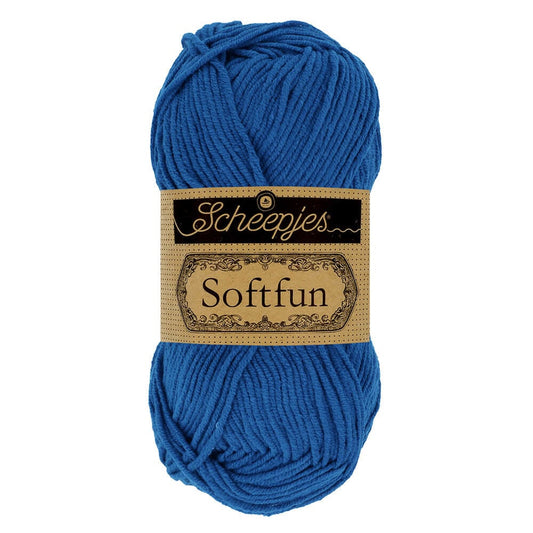 SCHEEPJES Softfun breigaren in 2626 Cobalt - zijdezacht katoen-acryl mengsel voor breien en haken