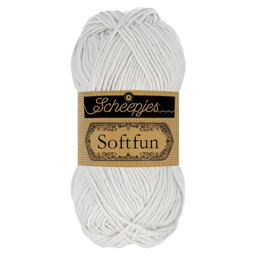 SCHEEPJES Softfun breigaren in 2627 Mist - zijdezacht katoen-acryl mengsel voor breien en haken