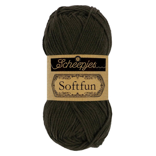 SCHEEPJES Softfun breigaren in Charcoal - zijdezacht katoen-acryl mengsel voor breien en haken