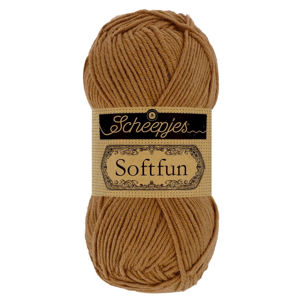 SCHEEPJES Softfun breigaren in Tawny - zijdezacht katoen-acryl mengsel voor breien en haken