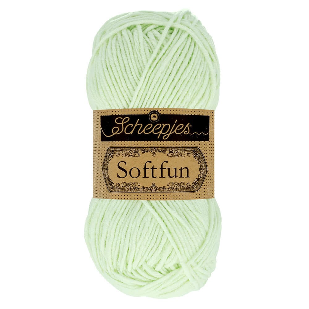 SCHEEPJES Softfun breigaren in Green Tea - zijdezacht katoen-acryl mengsel voor breien en haken