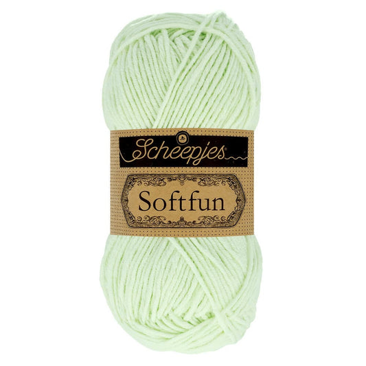 SCHEEPJES Softfun breigaren in Green Tea - zijdezacht katoen-acryl mengsel voor breien en haken
