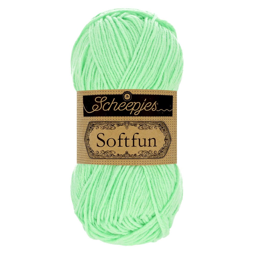 SCHEEPJES Softfun breigaren in Mint - zijdezacht katoen-acryl mengsel voor breien en haken