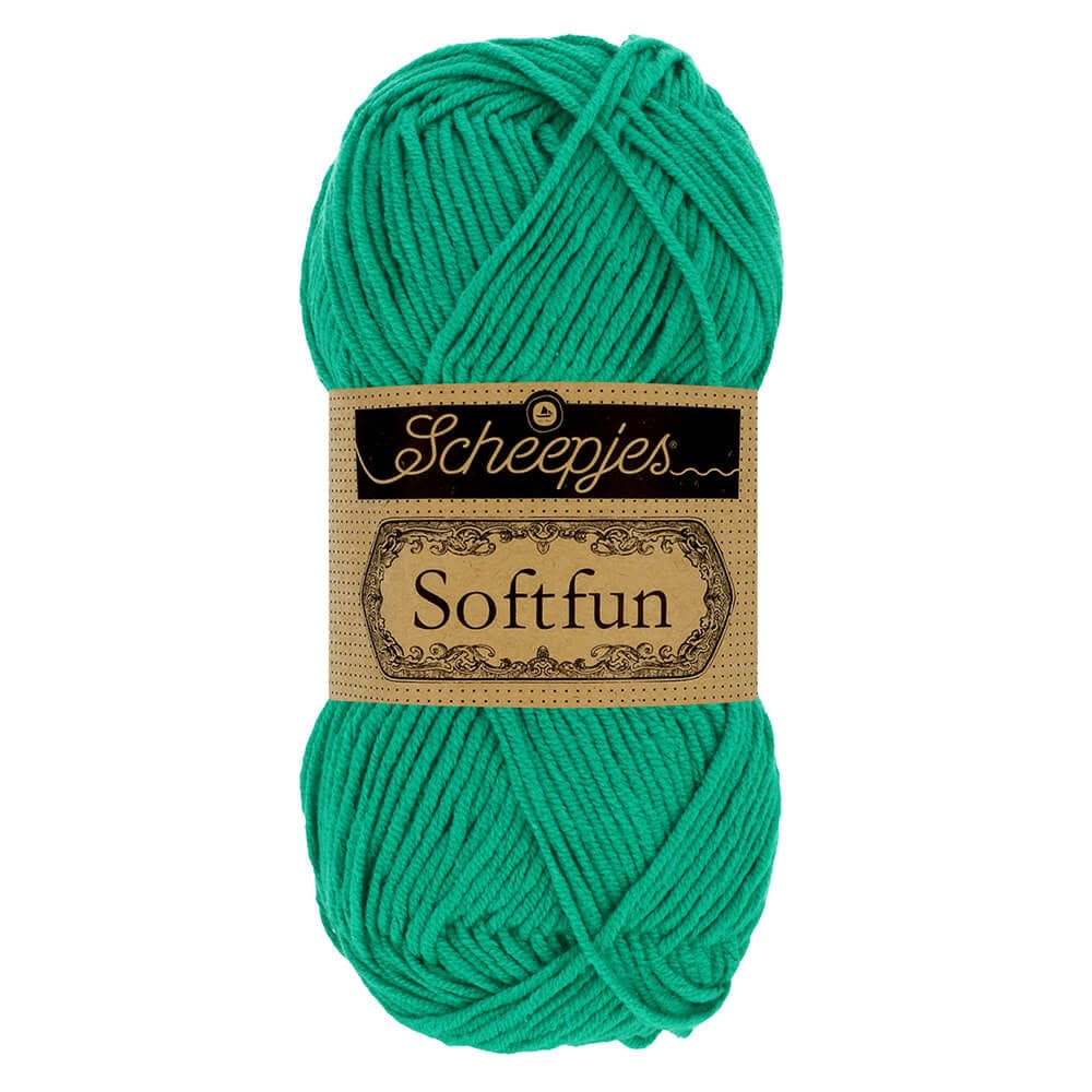 SCHEEPJES Softfun breigaren in Jade - zijdezacht katoen-acryl mengsel voor breien en haken