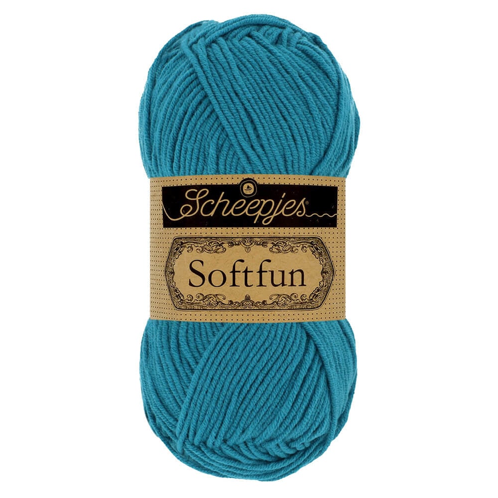 SCHEEPJES Softfun breigaren in Peacock - zijdezacht katoen-acryl mengsel voor breien en haken