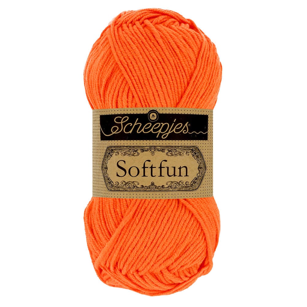SCHEEPJES Softfun breigaren in Pumpkin - zijdezacht katoen-acryl mengsel voor breien en haken