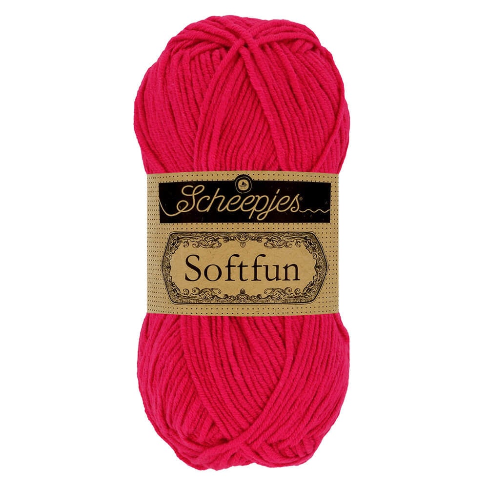 SCHEEPJES Softfun breigaren in Magenta - zijdezacht katoen-acryl mengsel voor breien en haken