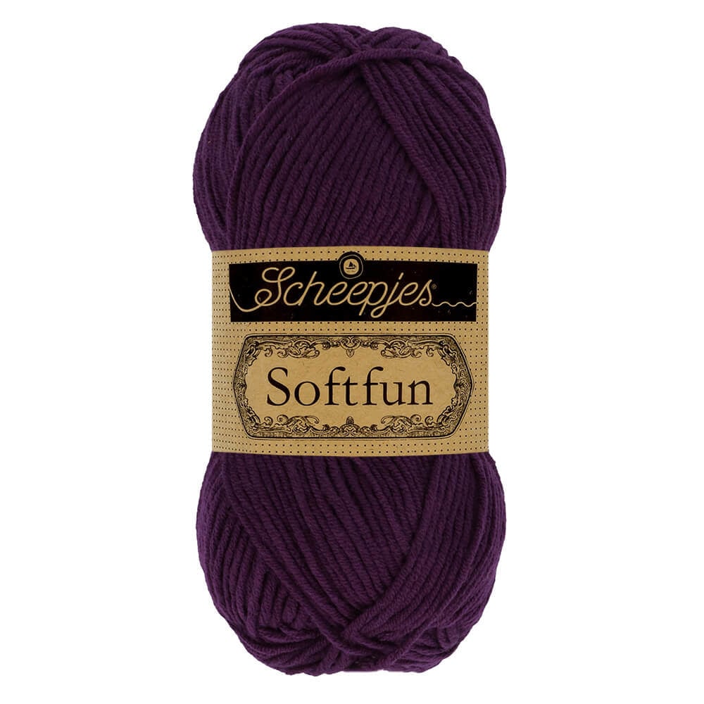 SCHEEPJES Softfun breigaren in Aubergine - zijdezacht katoen-acryl mengsel voor breien en haken
