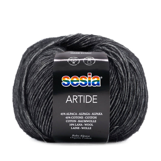 Sesia Artide breigaren in Nero - luxe alpaca-katoen mengsel voor warme truien