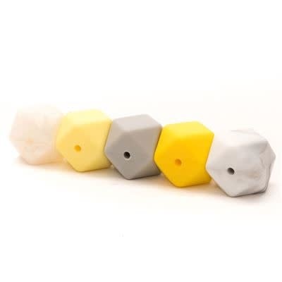 Silicone Hexagon kralen geel - duurzame kralen voor speelgoed en accessoires