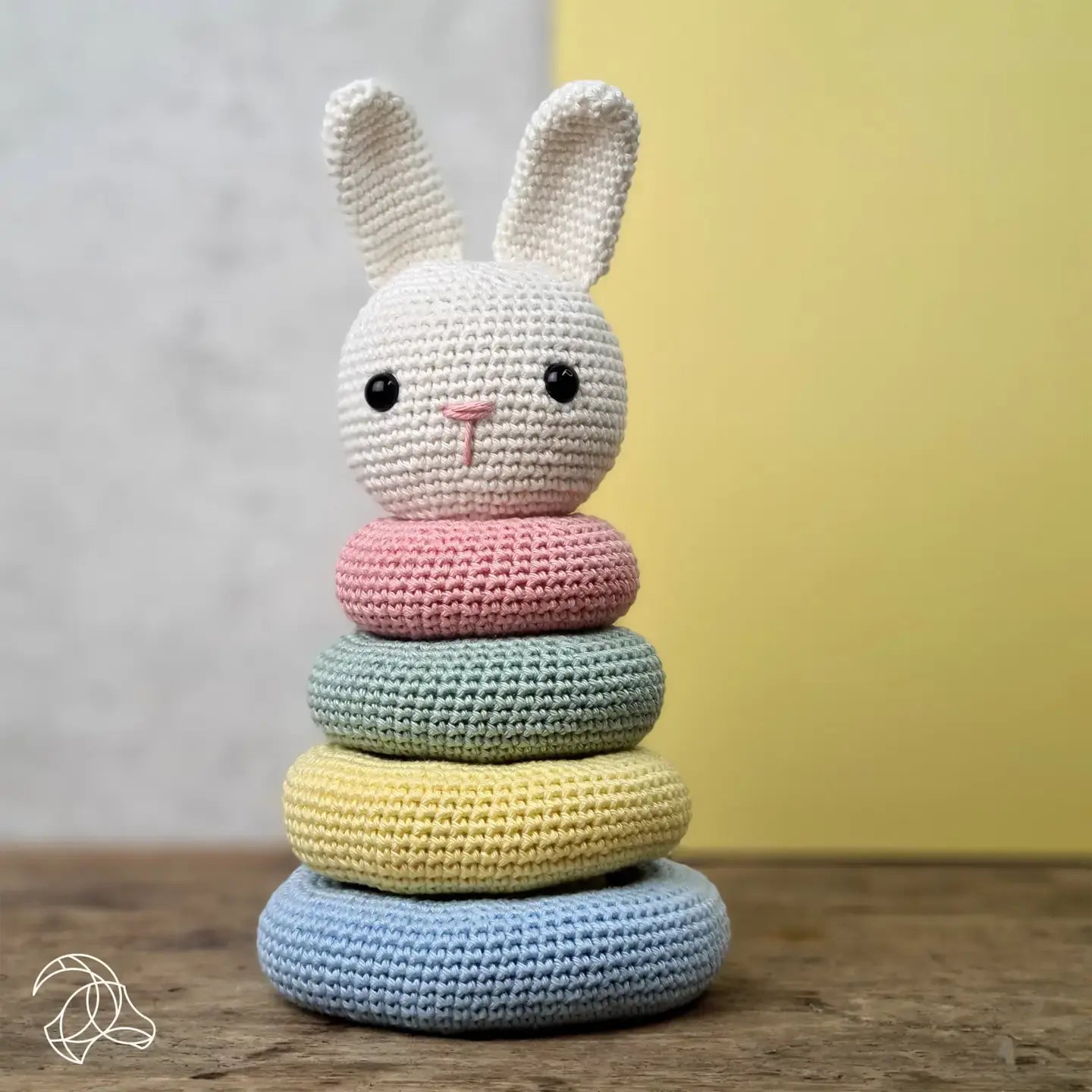 Stapelkonijn brei- en haakpakket in pastel kleuren - zacht katoen speelgoed voor kinderen